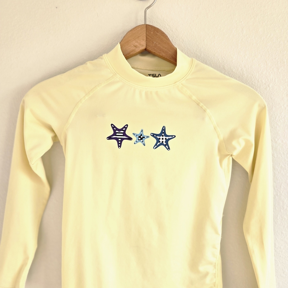 Tesla Kids Yellow Rash Guard Swim Shirt